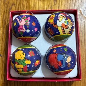 Disney Winnie the Pooh & Friends Hanging Christmas Ornaments. Set of 4. NIB
